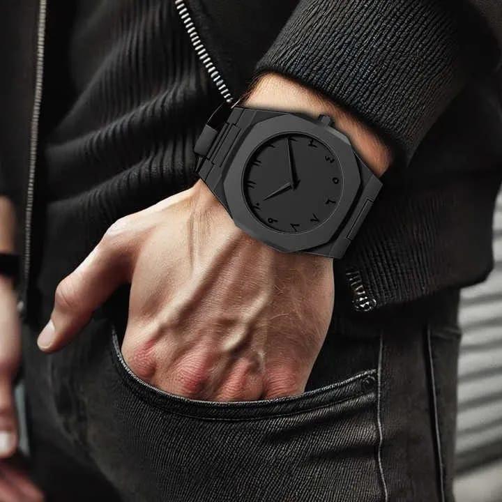 Black Arabic Aura Watch For Men Stylish Aura Watch 100% Original Watch